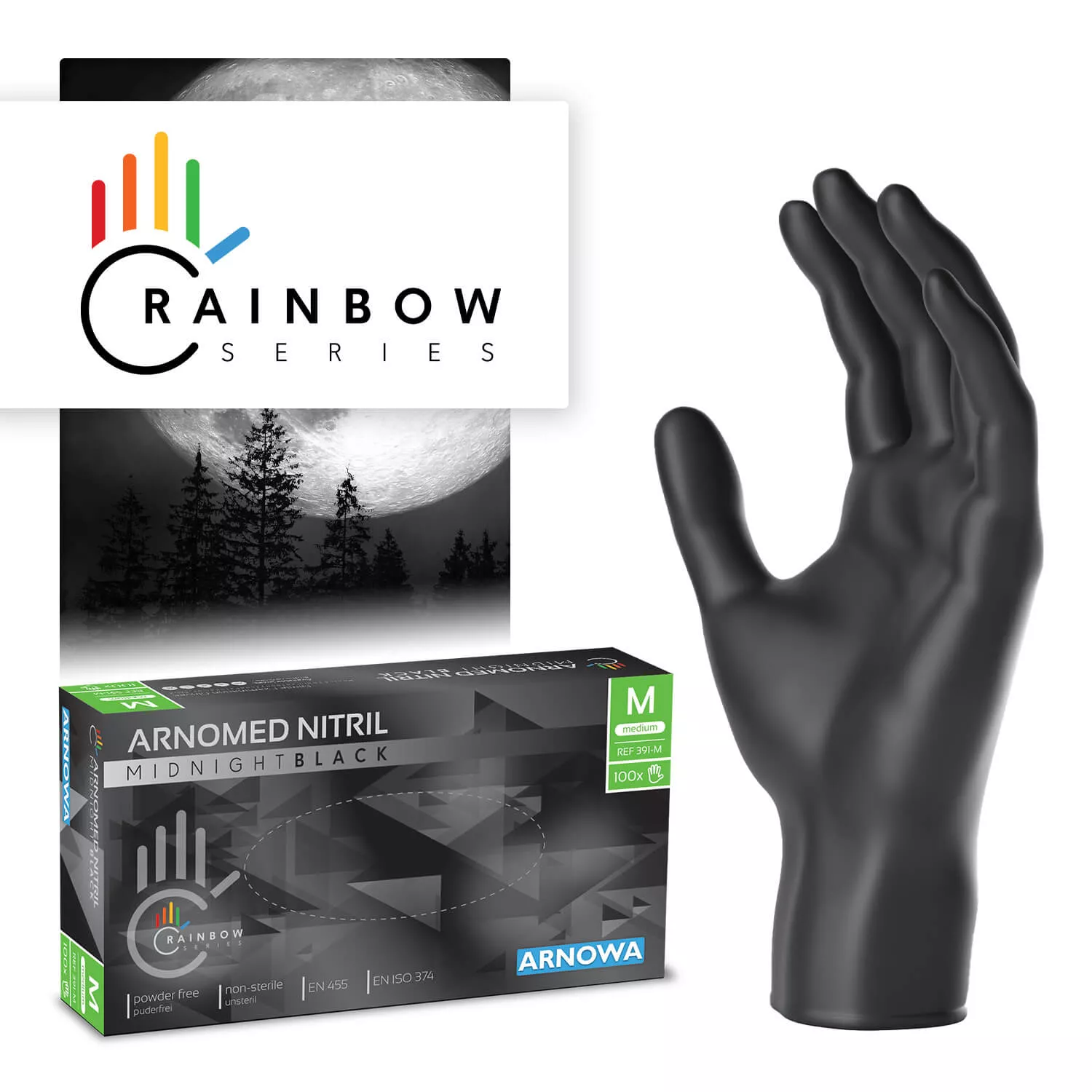 ARNOMED NITRIL MIDNIGHT BLACK – Sorte nitrilhandsker i topkvalitet